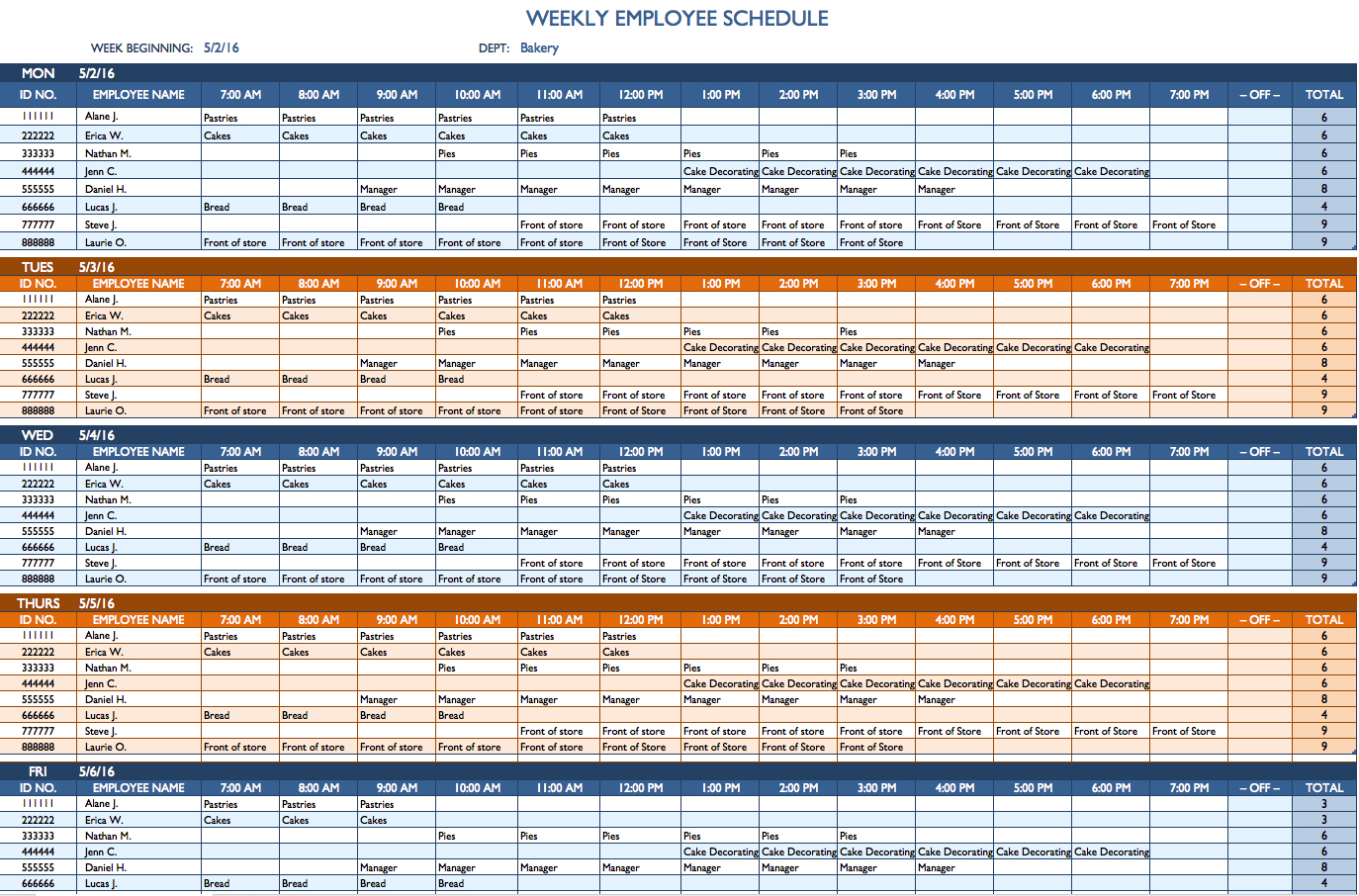 On Call Schedule Template Excel printable schedule template