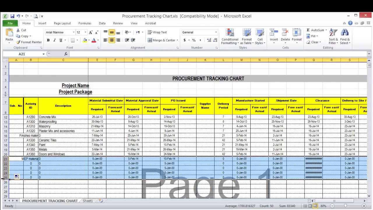 Procurement Schedule Template Excel printable schedule template
