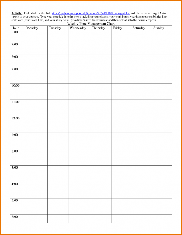 Time Block Calendar Printable