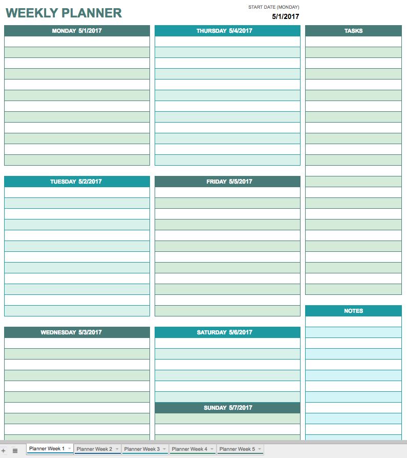 Weekly Schedule Template Google Docs