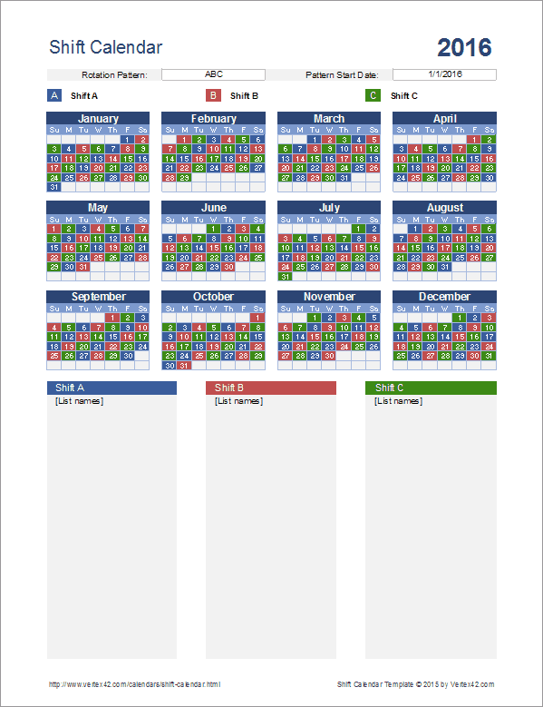 12 Hour Shift Schedule Template Word, Excel, PDF Format 