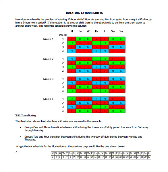 12 Hour Shift Schedule Template Excel