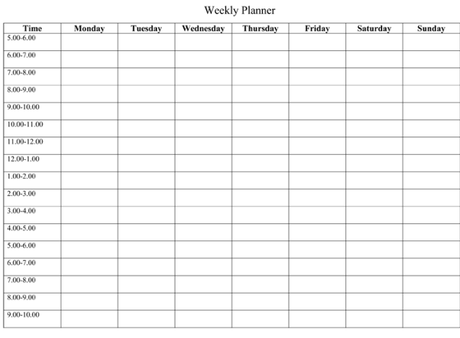 weekly schedule templates Londa.britishcollege.co