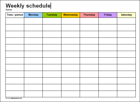 Weekly Itinerary Template. Weekly Work Schedule Template Free 