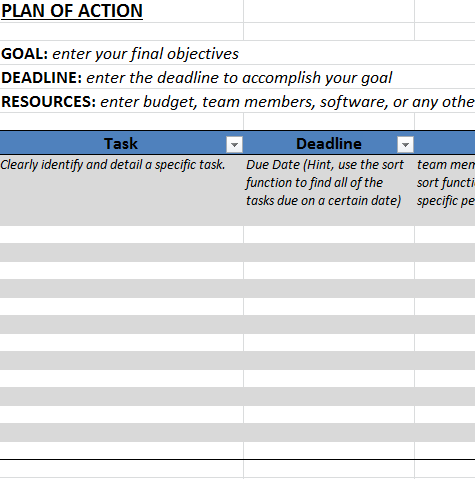 Action Plan Template in Excel Template trader