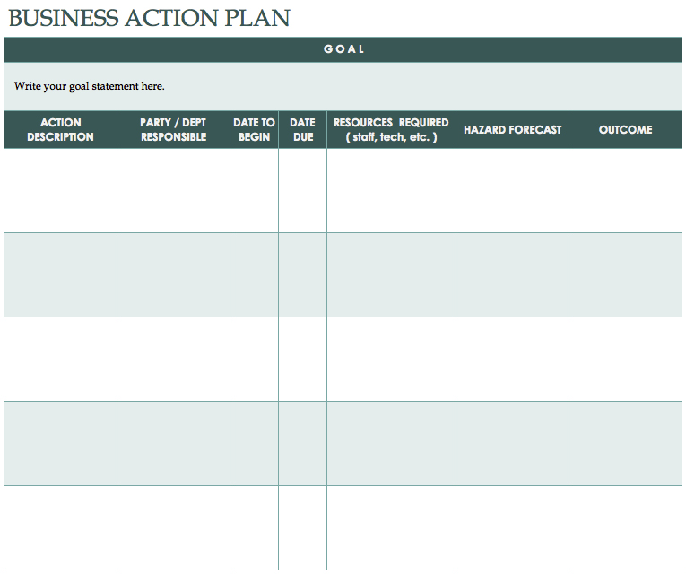 Free Action Plan Templates Smartsheet