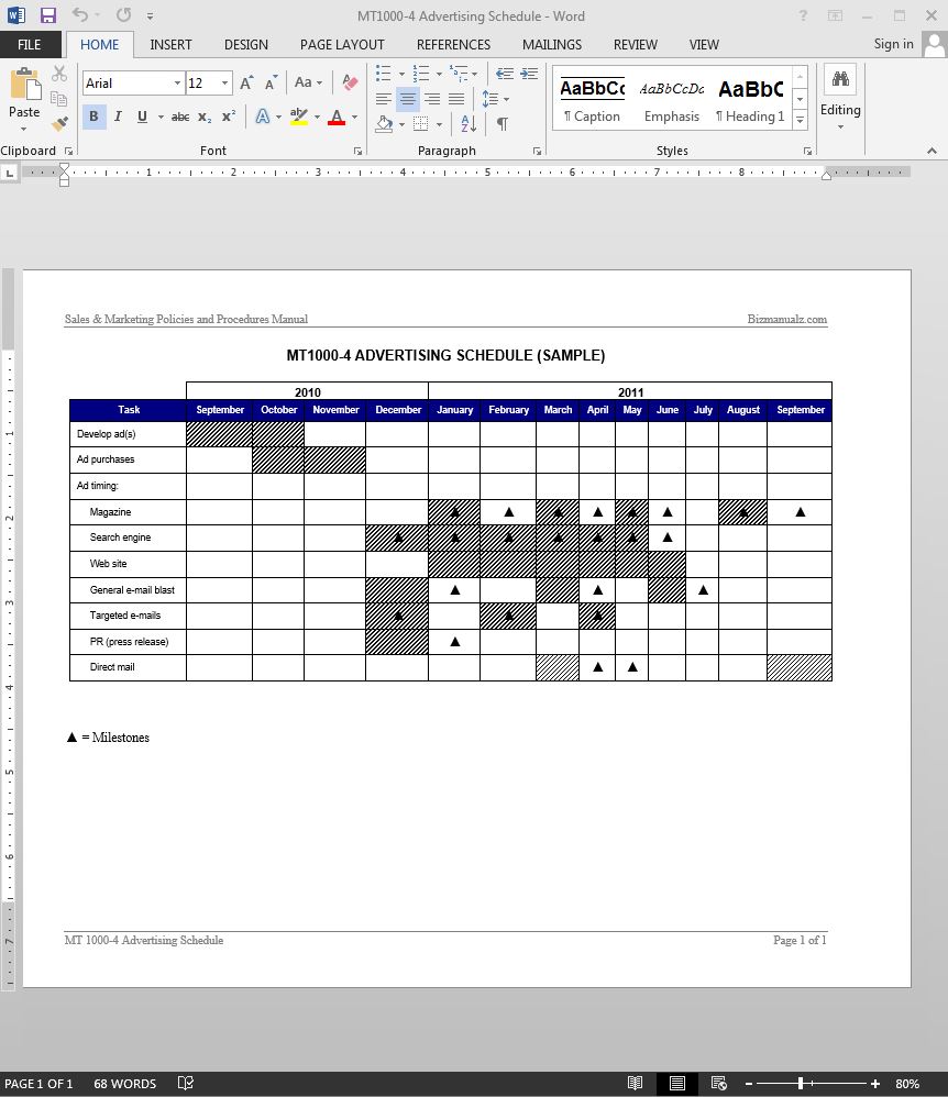 Advertising Schedule Template