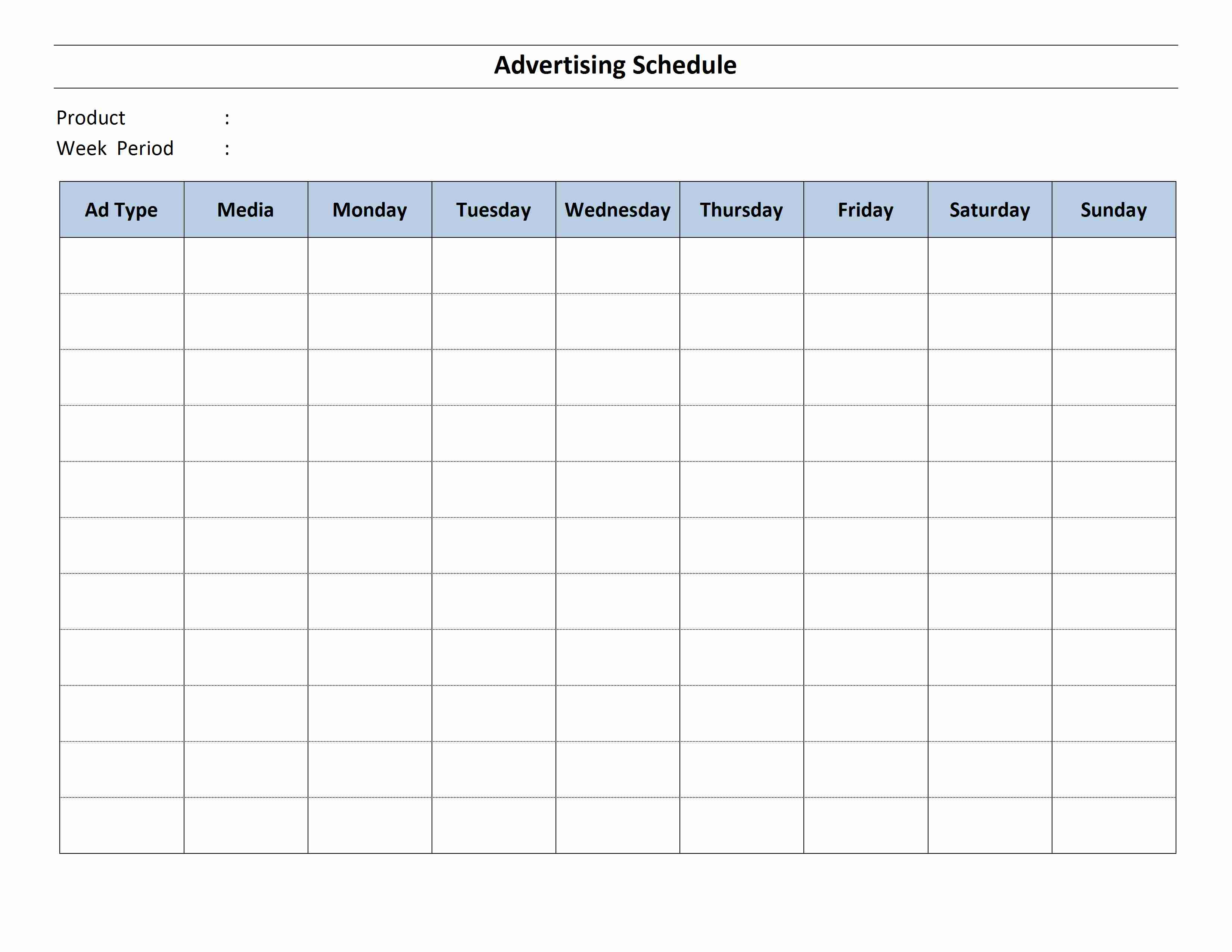 Advertising Schedule Template 