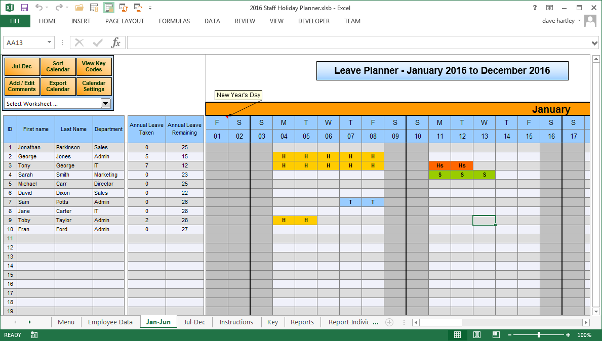 Annual Leave Plan Template Excel Free printable schedule template