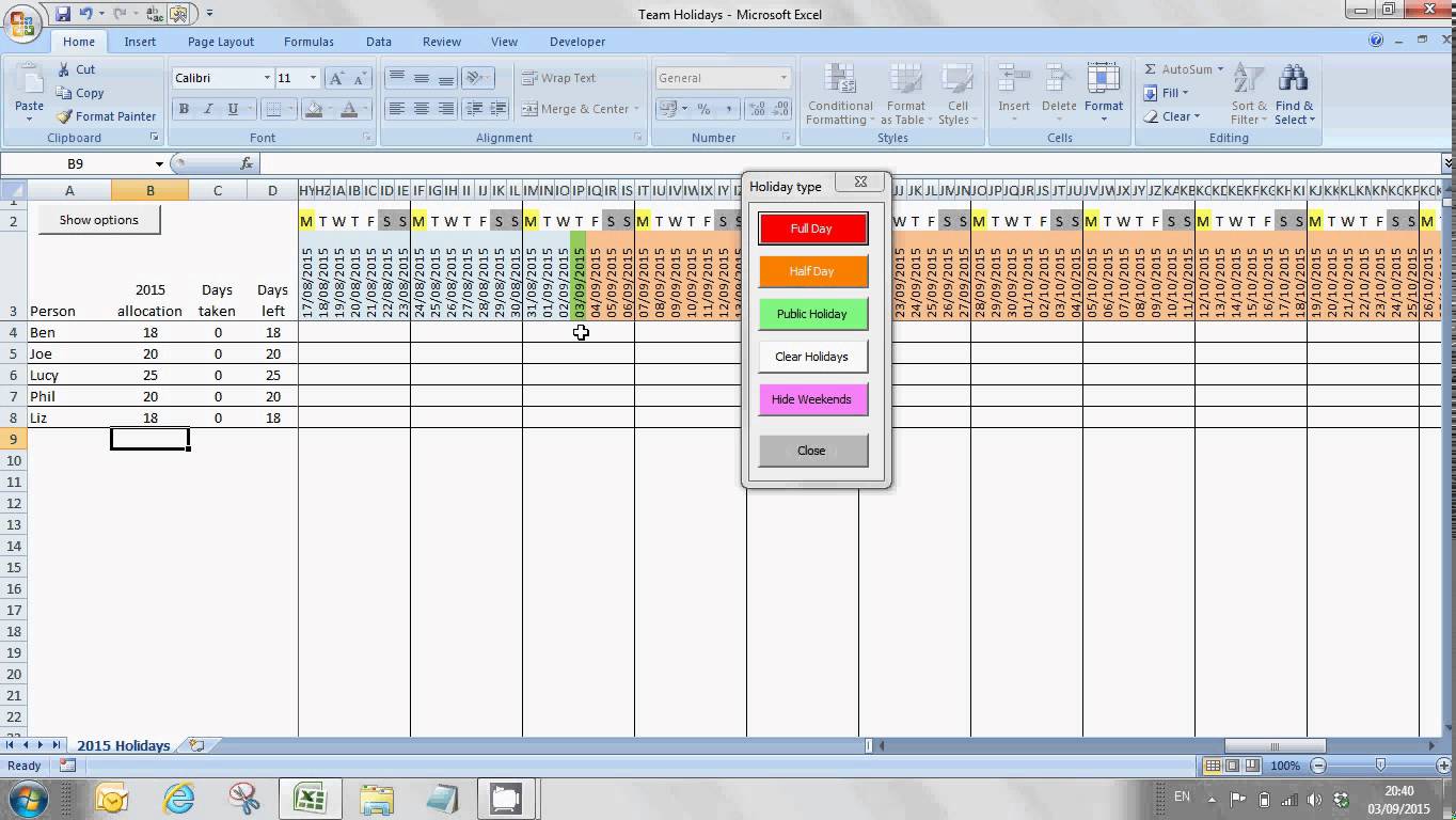 Free Excel Staff Annual Leave Planning Tool YouTube