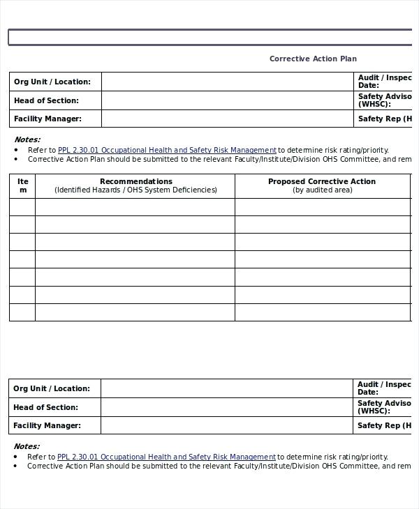 template: Work Plan Template Doc Corrective Action Annual. Work 
