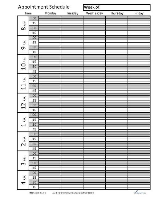 Appointment Schedule Templates 18+ Free Word, Excel, PDF Format 