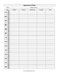 Printable Appointment Book Template