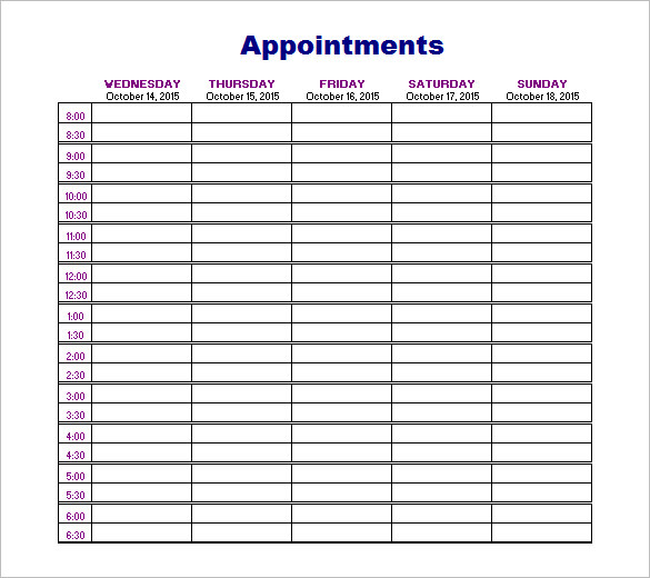 Printable Appointment Book Template PDF | Appointments, Free 