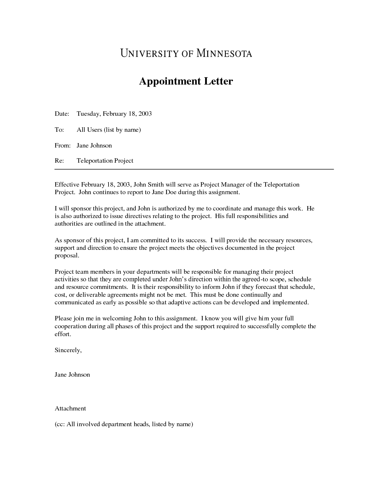 Best Photos of Letter Of Appointment Template Sample Appointment 