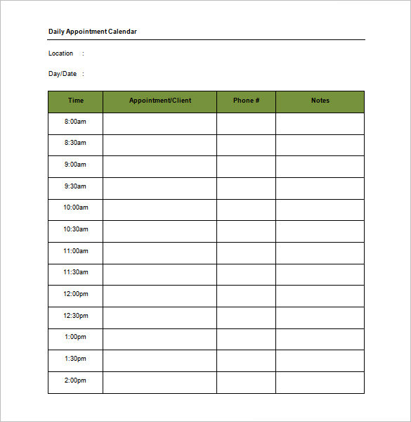 Appointment Schedule Templates 18+ Free Word, Excel, PDF Format 