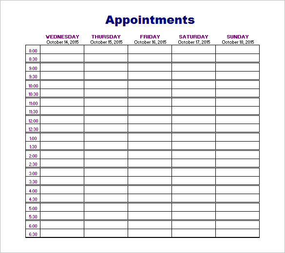 Appointment Schedule Templates 18+ Free Word, Excel, PDF Format 