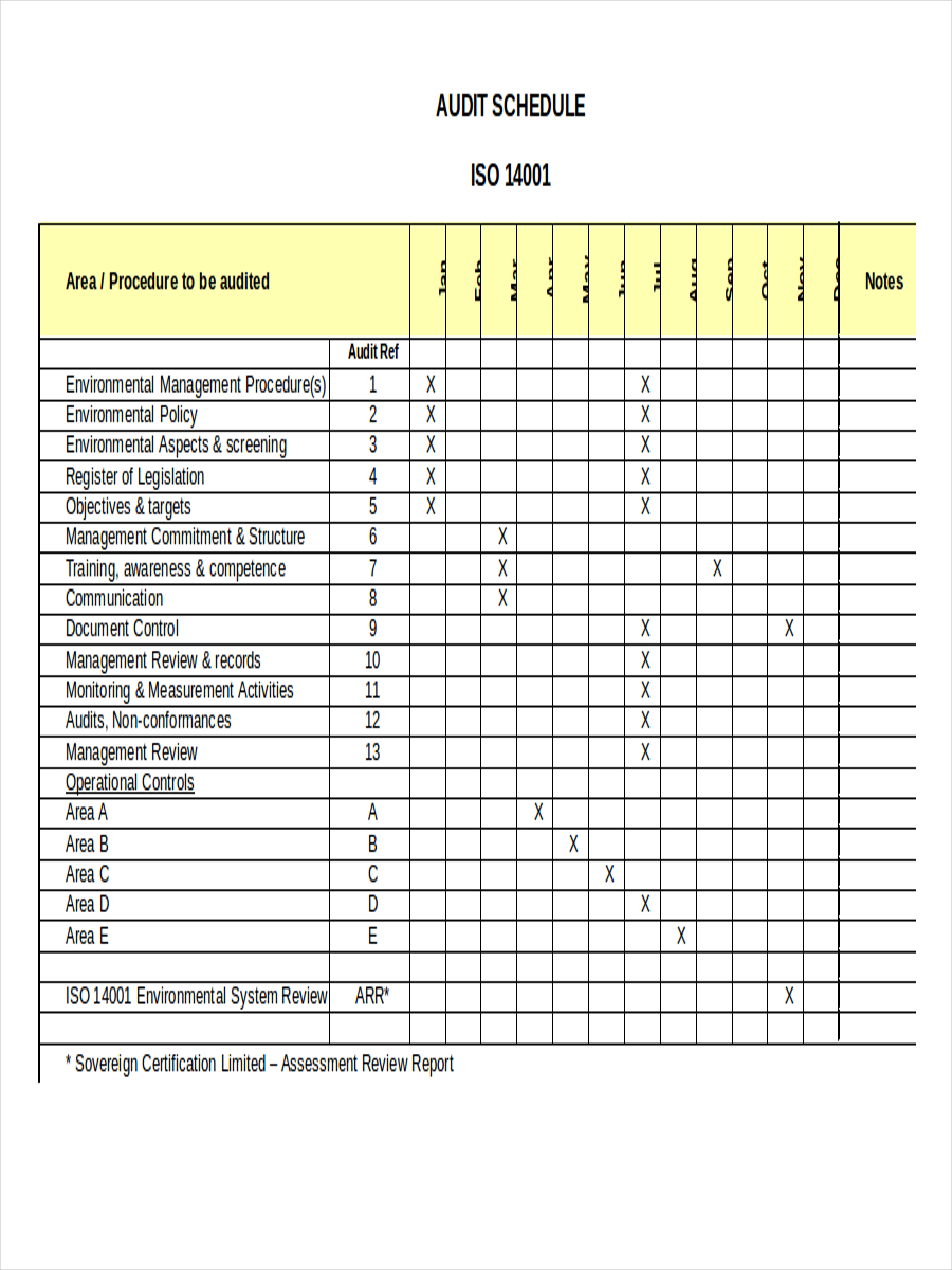 Audit Schedule Template Printable Schedule Template