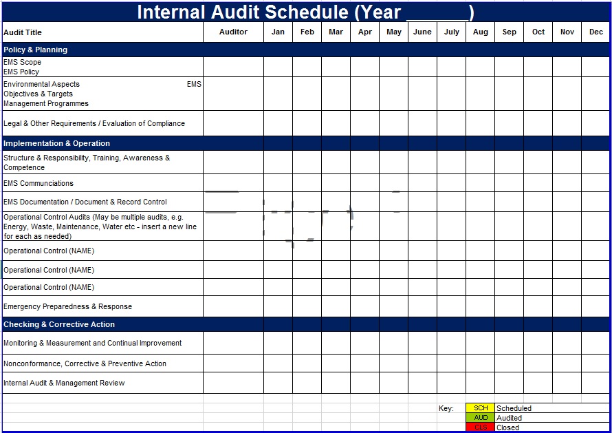 Audit Schedule Template 6 Free Templates Schedule Templates