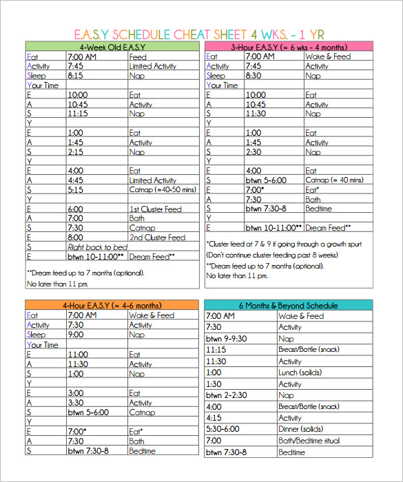 Baby Schedule Templates – 9+ Free Word, Excel, PDF Format Download 