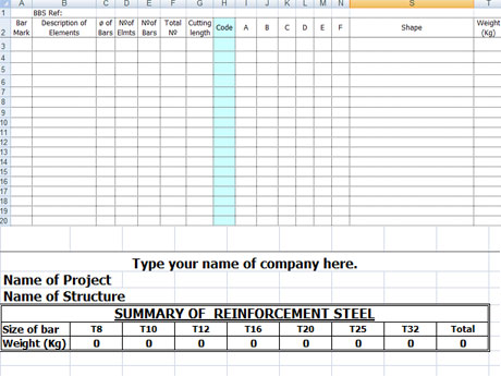 FREE Bar Bending Schedule Template in Excel Format