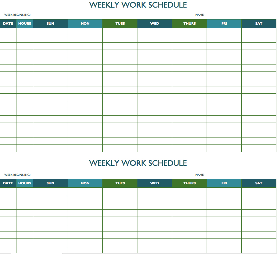 bi weekly schedule template printable schedule template