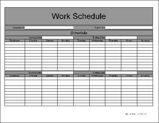 Free Basic Biweekly Work Schedule from Formville