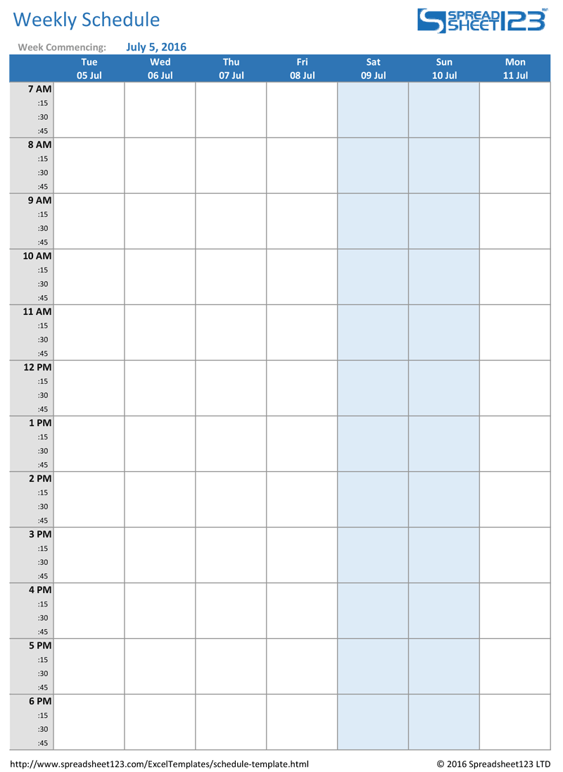 Free Work Schedule Templates for Word and Excel