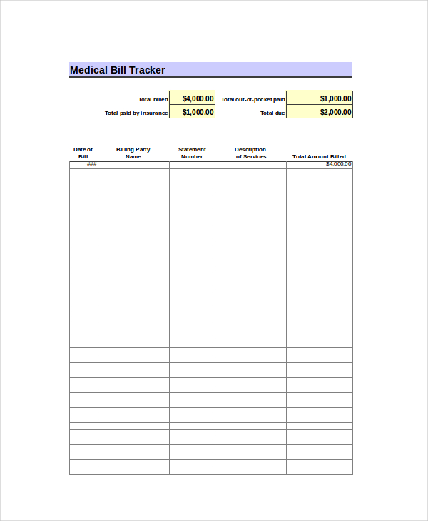 Excel Bill Template Free