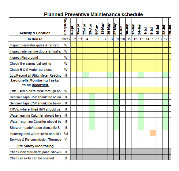 Preventative Maintenance Spreadsheet | onlyagame