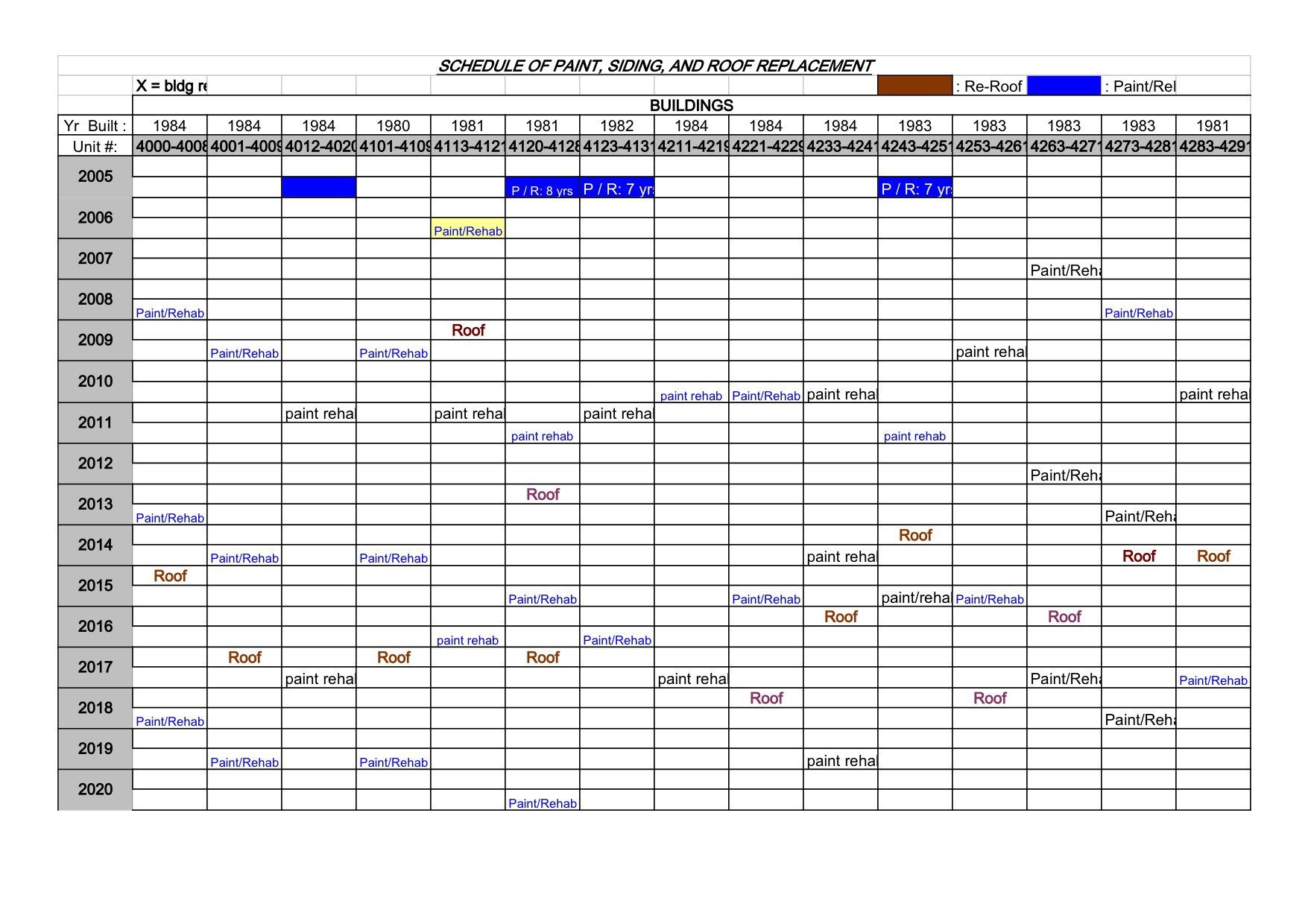 building maintenance schedule template excel xlts | Maintenance 