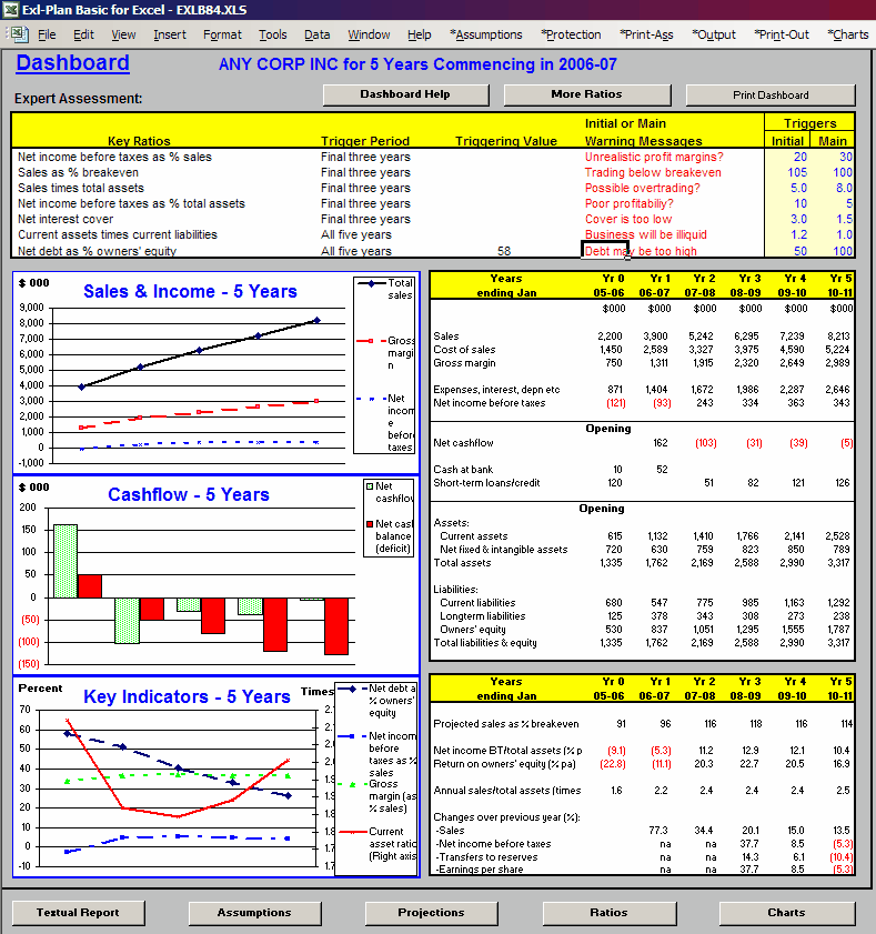 free business plan excel