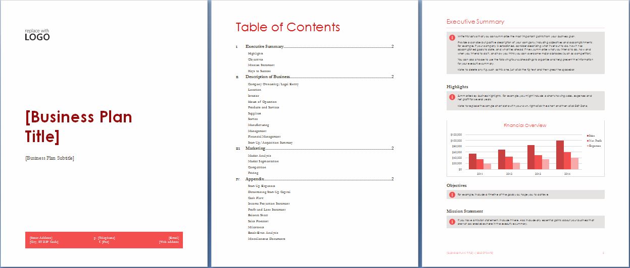 Microsoft Word and Excel 10 Business Plan Templates | Formal Word 