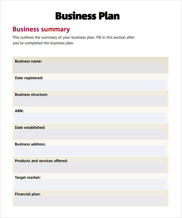 simple business plan template pdf simple business plan template 9 