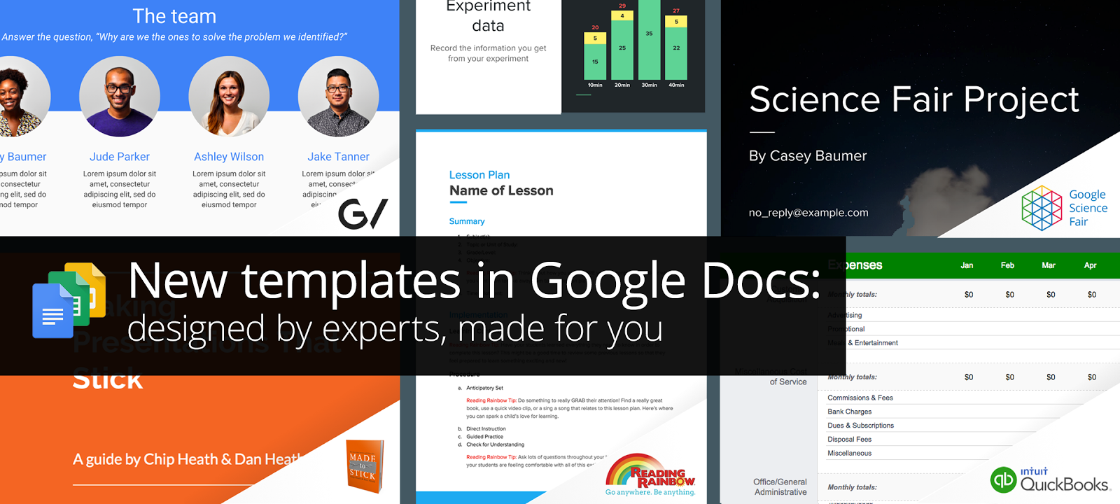 New professionally designed templates for Docs, Sheets, & Slides 