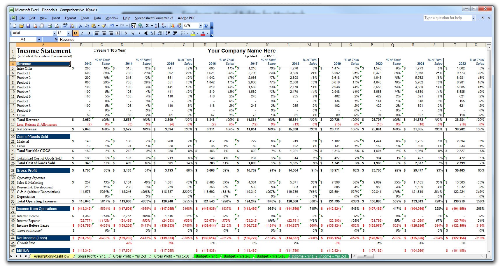 Business Planning & Financial Statements Template Gallery 