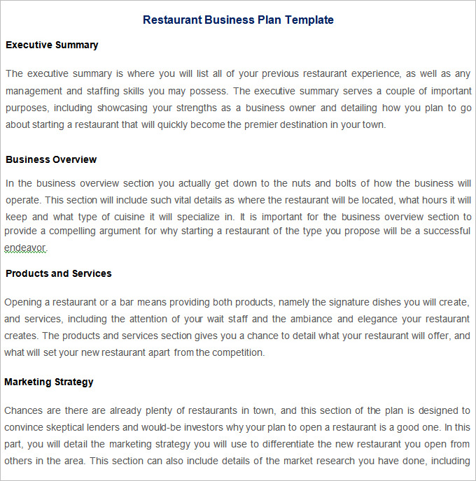 business overview template restaurant business plan template free 