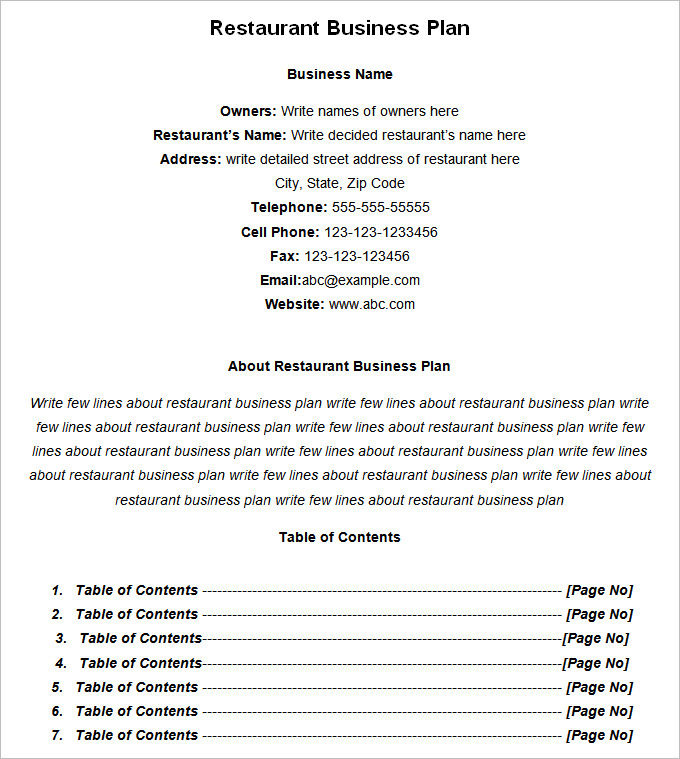 small restaurant business plan in nigeria pdf