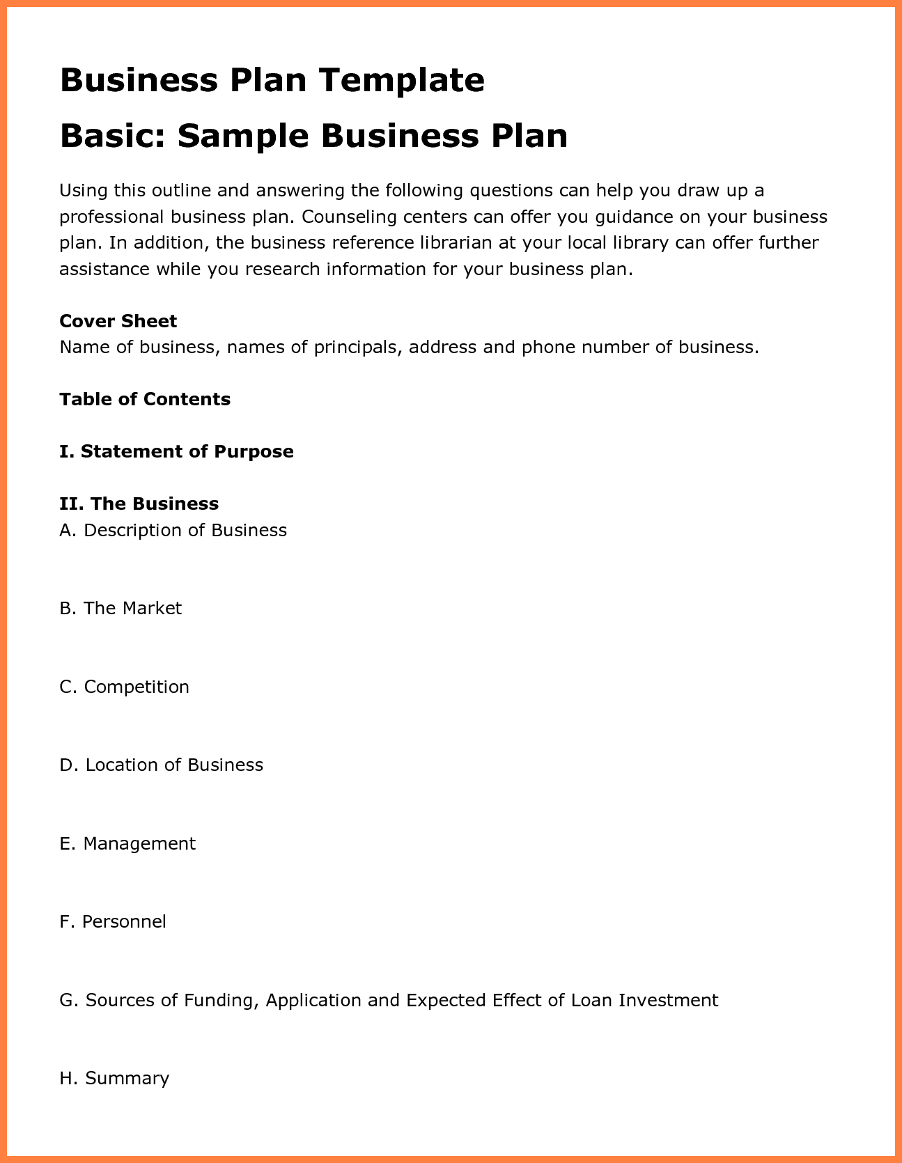 12+ examples business plan outline | Bussines Proposal 2017