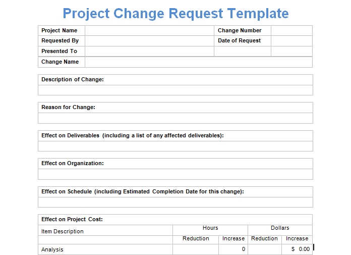 Project Change Request Template | Exceltemple | Excel Project 