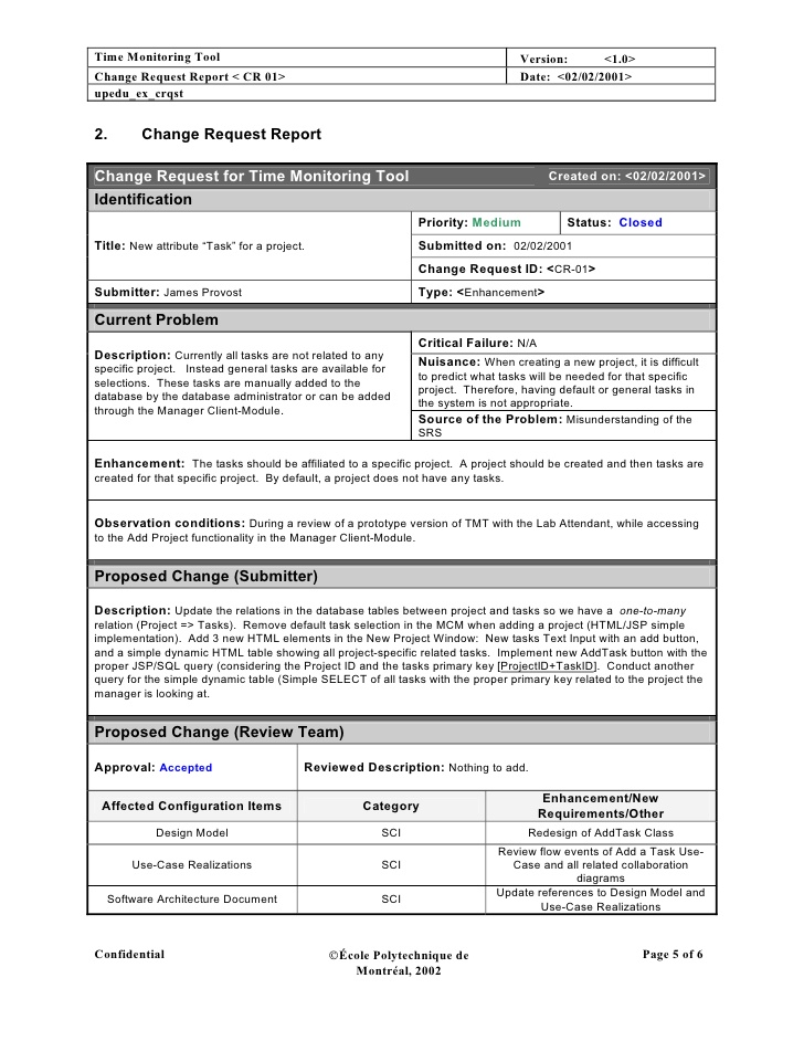 Sample Change request Template | My work | Pinterest