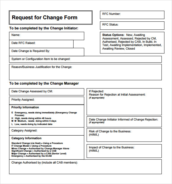 Sample Change Request 7+ Documents in PDF , Word