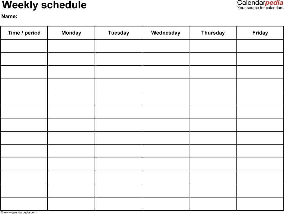 Printable College Class Schedule Template