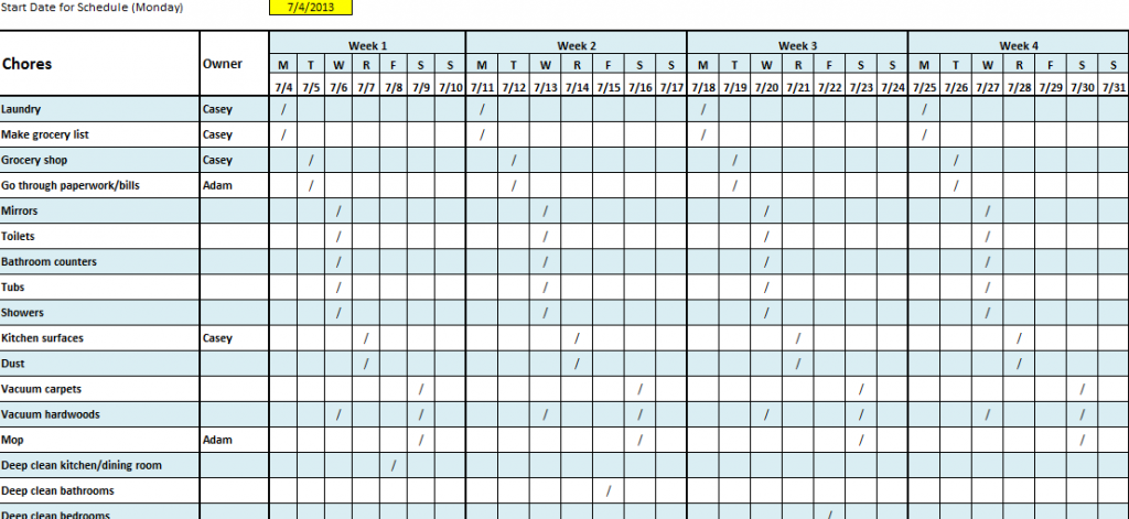 Cleaning Schedule Template 6 Free Templates Schedule Templates