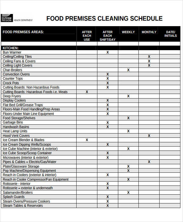 13+ Restaurant Cleaning Schedule Templates 6+ Free Word, PDF 