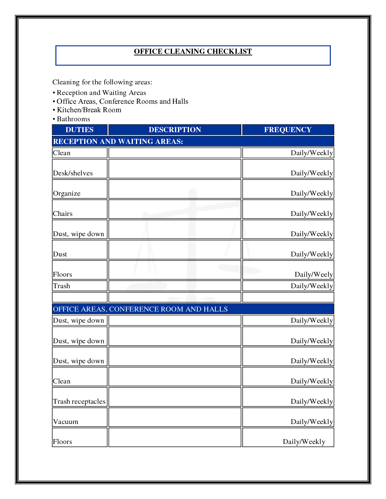 Office+Cleaning+Checklist+Template | shelley marshman | Pinterest 