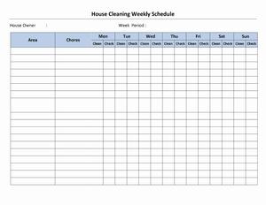 House Cleaning Schedule | Open Office Templates