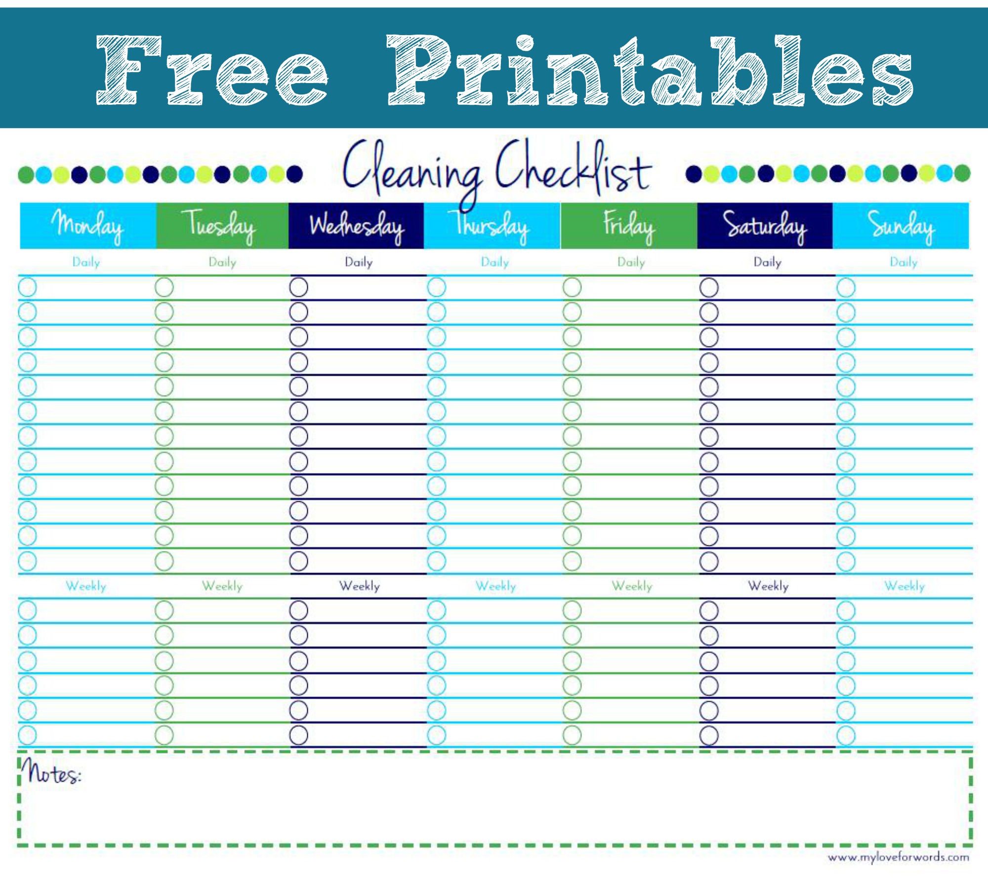 Free Printable Personal House Cleaning Checklist Template For 