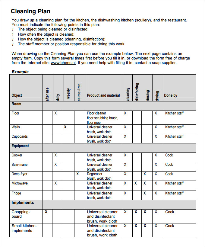 Kitchen Cleaning Schedule Template 20 Free Word, PDF Documents 