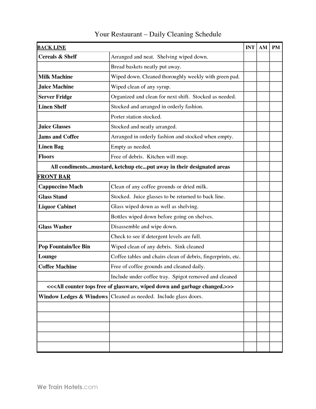 13+ Restaurant Cleaning Schedule Templates 6+ Free Word, PDF 